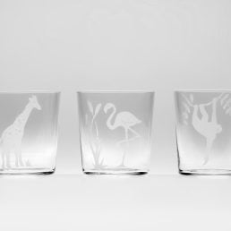 Set of 6 Engraved Jungle glasses CEgJ