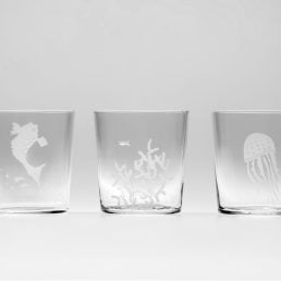 Set of 6 Engraved Sea glasses CEgS
