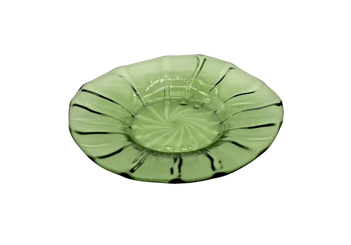 green handcrafted set of 2 saucers c183