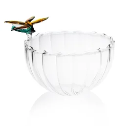 ali in volo glass bowl with colored dragonfly c207