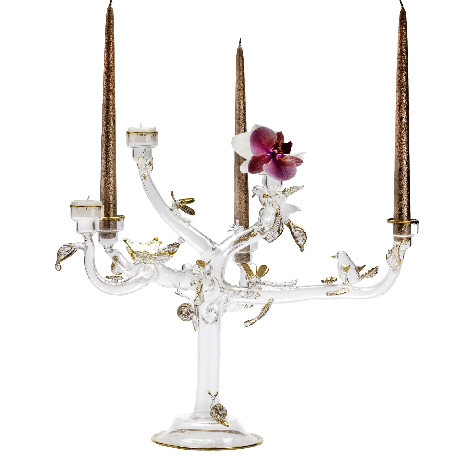 handcrafted in italy glass eden gold candelholder c213